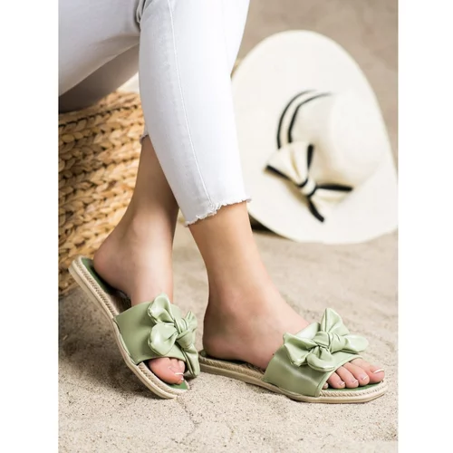 SMALL SWAN ECO LEATHER FLIP-FLOPS WITH BOW