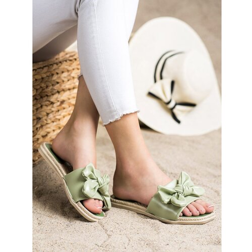 SMALL SWAN ECO LEATHER FLIP-FLOPS WITH BOW Slike