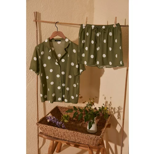 Trendyol Khaki Printed Viscose Woven Pajamas Set
