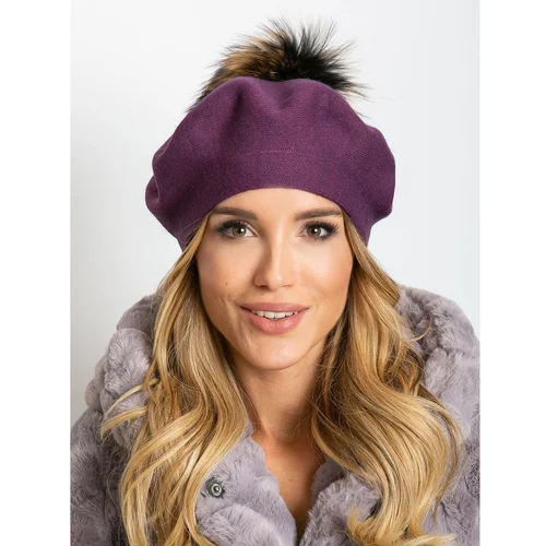 Fashionhunters Purple beret with pompoms