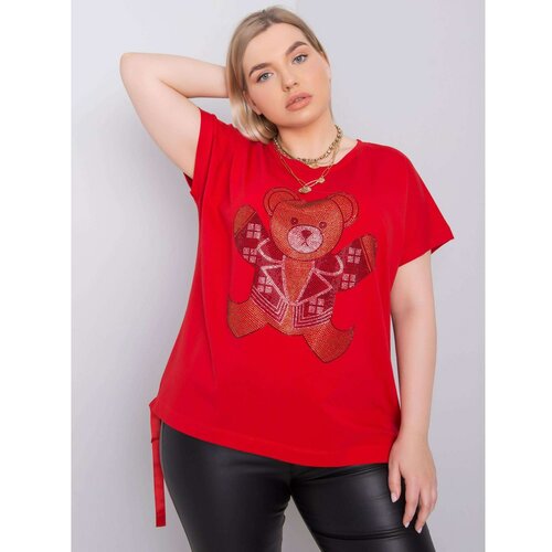 Fashion Hunters Plus size red blouse with rhinestones Slike