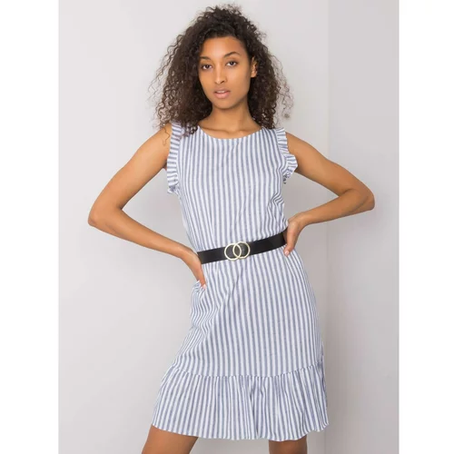 Fashion Hunters Women's dark blue striped dress