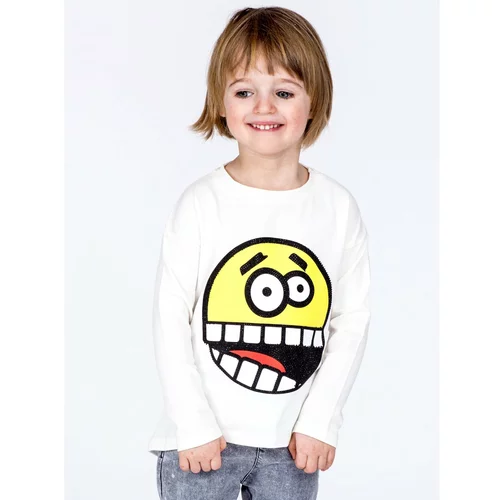 Fashion Hunters Cotton baby blouse with an ecru print of emoticons