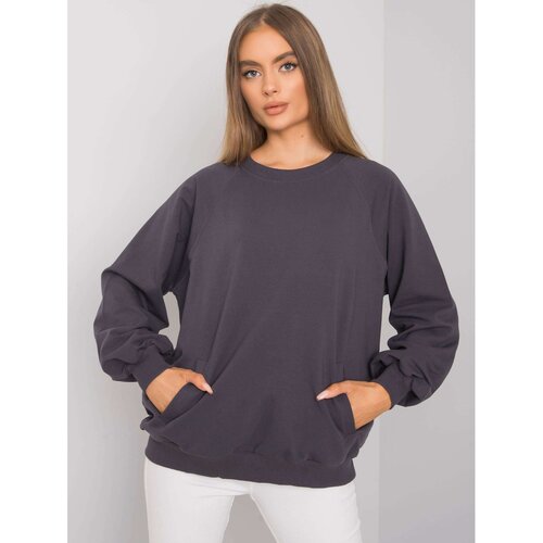 Fashion Hunters RUE PARIS Graphite cotton sweatshirt without a hood Slike