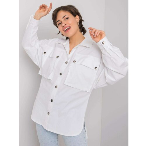 Fashion Hunters RUE PARIS White women's shirt with pockets Slike