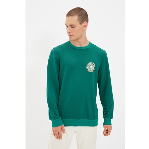 Trendyol Green Men's Regular Fit Long Sleeve Crew Neck Printed Sweatshirt Slike