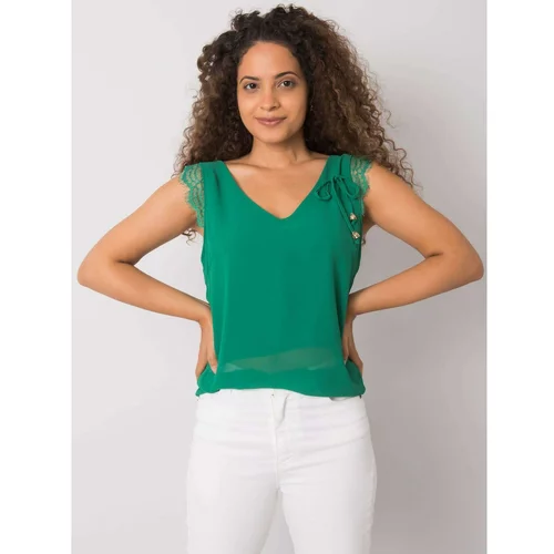 Fashion Hunters Green top with lace inserts