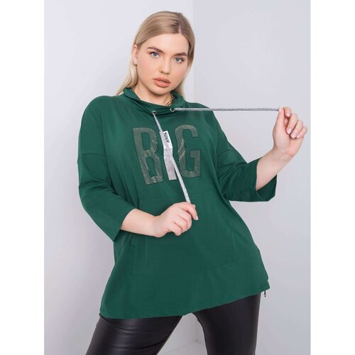 Fashion Hunters Dark green plus size blouse with appliques Slike