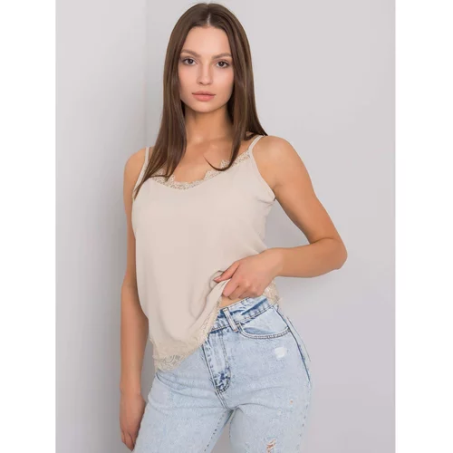 Fashionhunters Beige top with lace