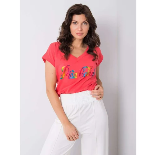 Fashion Hunters Coral t-shirt with a colorful print