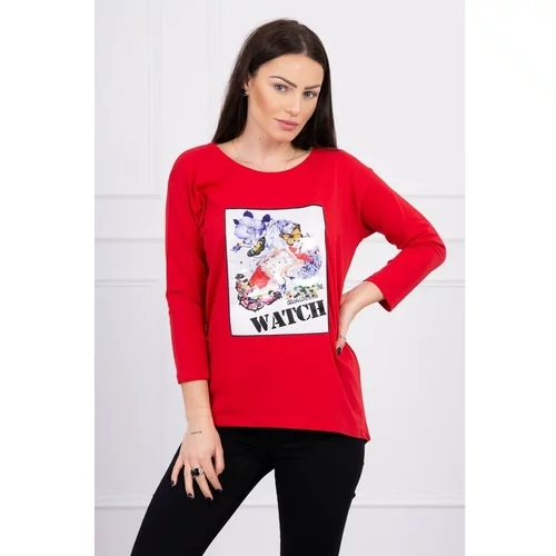Kesi Blouse with graphics 3D Watch red