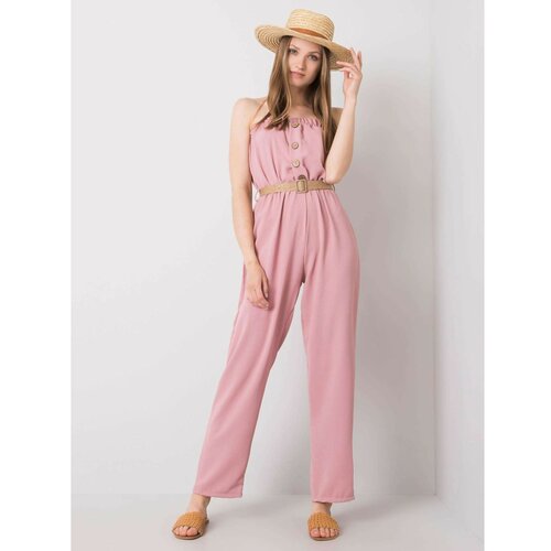 Fashionhunters RUE PARIS Pink jumpsuit with belt Cene