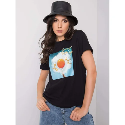 Fashion Hunters Women's black cotton t-shirt