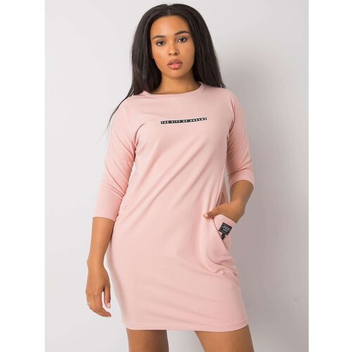 Fashion Hunters Dusty pink cotton plus size dress Slike