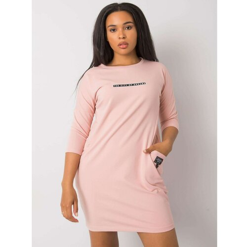 Fashion Hunters Dusty pink cotton plus size dress Slike