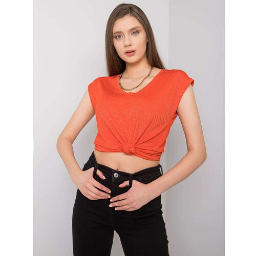 Fashion Hunters RUE PARIS Orange striped blouse for women Slike