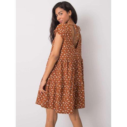 Fashion Hunters STITCH & SOUL Brown patterned dress with a frill Cene