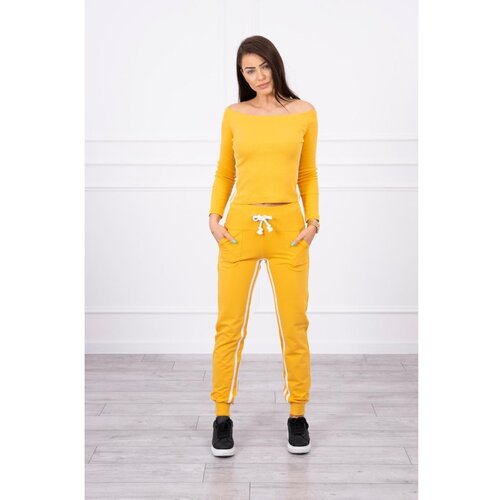 Kesi Set with a double stripe mustard+white Cijene
