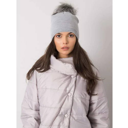 Fashion Hunters Gray winter hat with pompoms