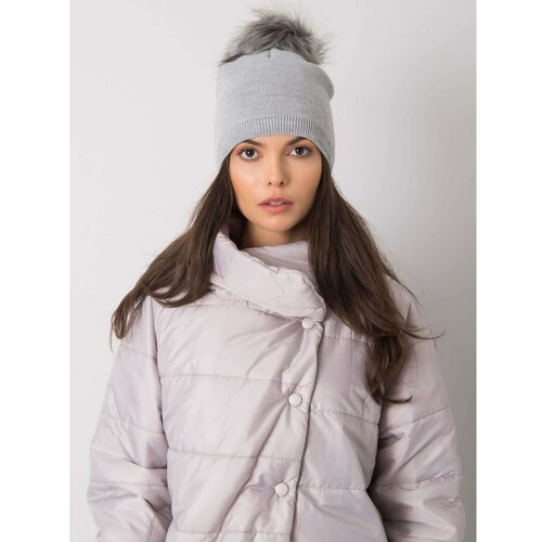 Fashion Hunters Gray winter hat with a pompom Slike