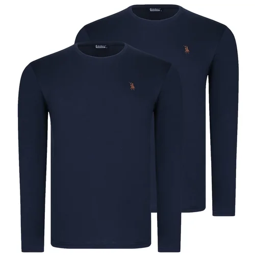 dewberry DUAL SET T8588 ROUND COLLAR MEN'S SWEATSHIRT-LACİVERT-LACİVERT