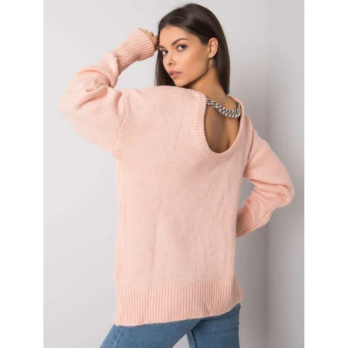 Fashion Hunters RUE PARIS Light pink women's sweater with a neckline on the back