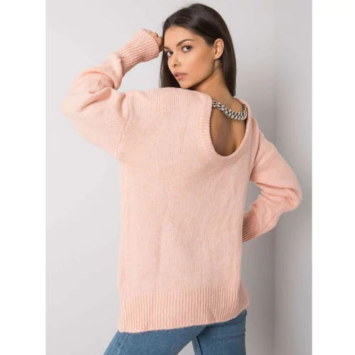 Fashion Hunters RUE PARIS Light pink women's sweater with a neckline on the back