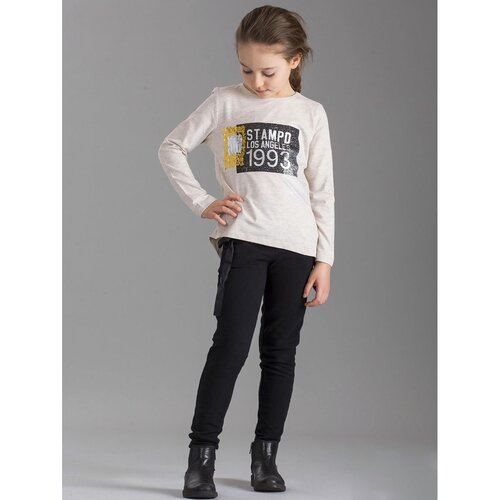 Fashion Hunters Girls&amp;#039; beige blouse with sequins and a print Slike