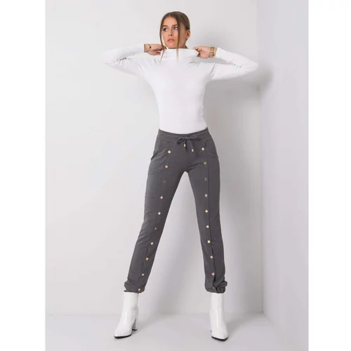 Fashionhunters Dark gray cotton pants for women