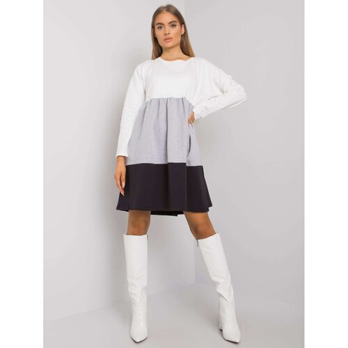 Fashion Hunters RUE PARIS Gray cotton dress Slike