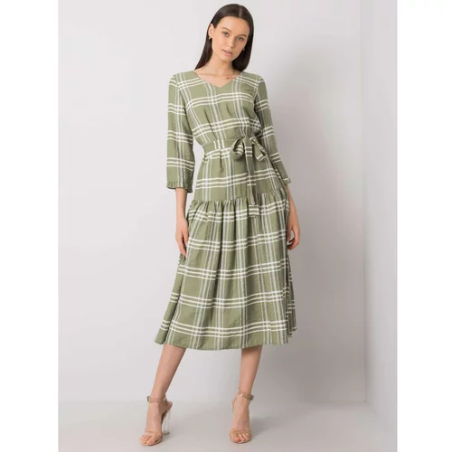 Fashion Hunters Green checkered dress with a frill