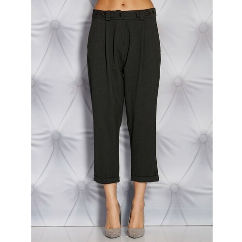 Fashion Hunters Graphite wide fabric pants with a delicate stripes Slike