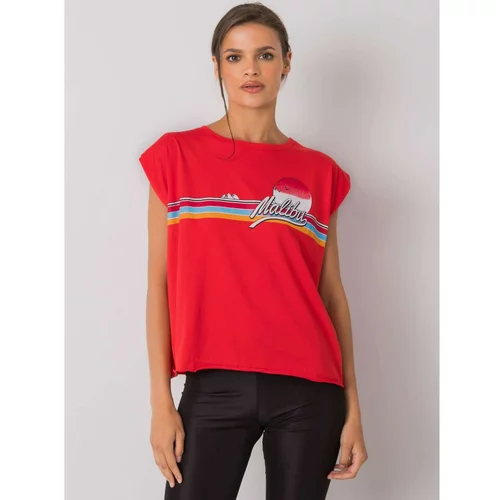 Fashion Hunters Women's red cotton t-shirt with print