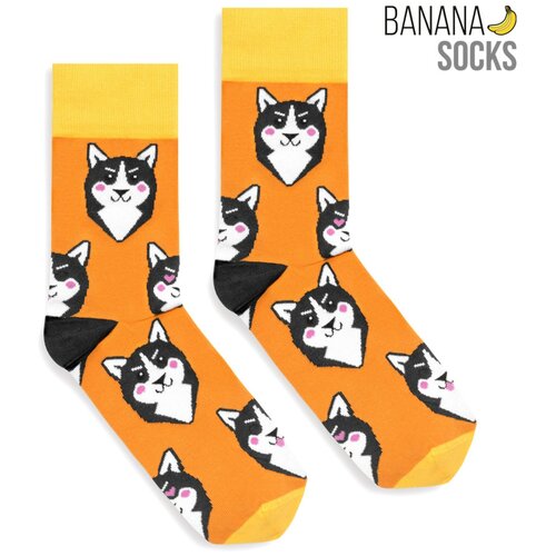 Banana Socks Unisex čarape Classic Husky bijele | siva | narandžasta žuto Slike
