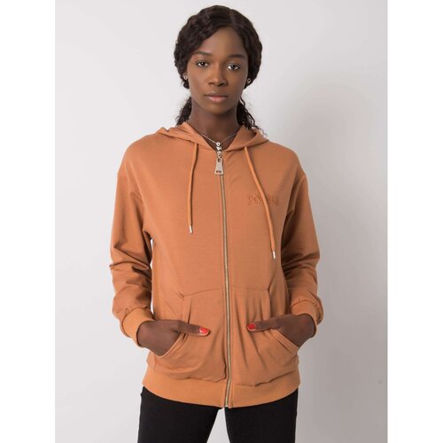 Fashion Hunters Light brown sweatshirt with zip fastening Slike
