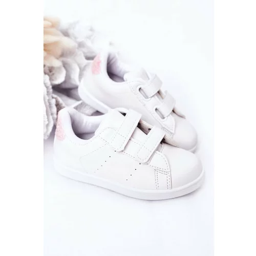 Kesi Children's Sneakers With Velcro White-Pink Cute Girl