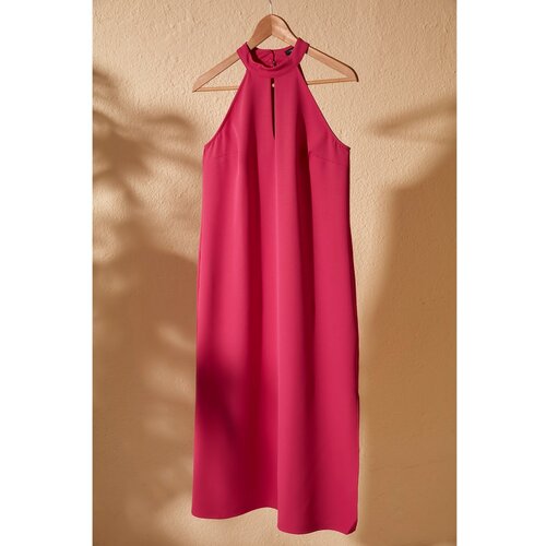 Trendyol detaljna haljina s ružičastim ovratnikom Slike