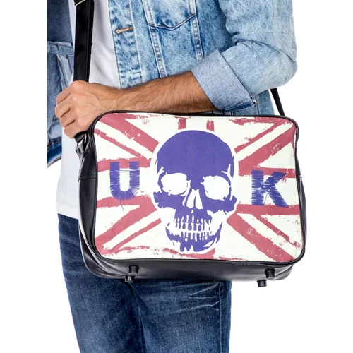 Fashion Hunters Black men's eco-leather bag with a skull print
