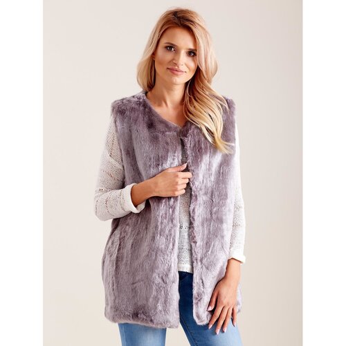 Fashion Hunters Women&amp;#039;s vest made of gray faux fur Slike