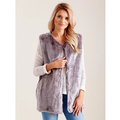 Fashion Hunters Women's vest made of gray faux fur