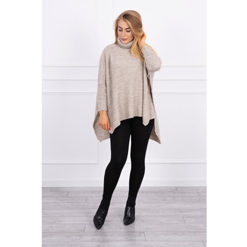 Kesi Turtleneck sweater and side slits beige Slike