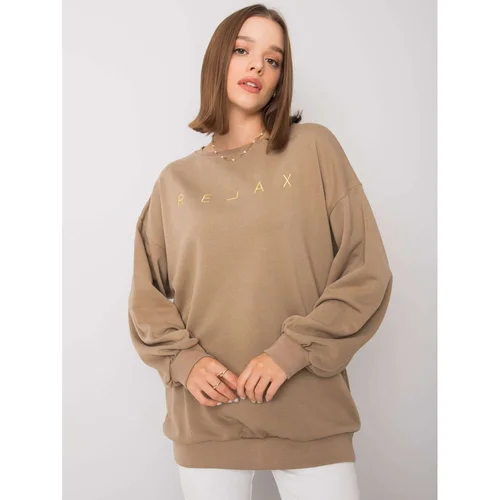 Fashionhunters Dark beige hoodie without hood