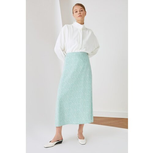Trendyol Mint Floral Pattern Lined Viscose Skirt Slike