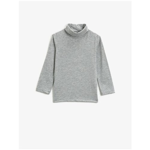 Koton Girls' Gray Stand Up Collar Basic Long Sleeve T-Shirt Slike