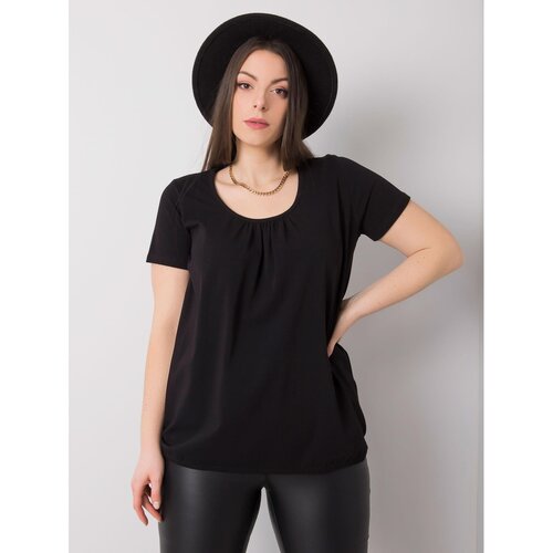 Fashion Hunters Black cotton plus size blouse Slike