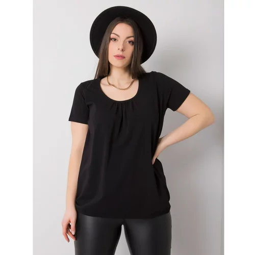 Fashionhunters Black cotton plus size blouse