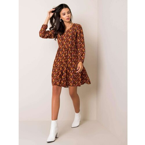 Fashion Hunters SUBLEVEL Black and brown floral dress braon | narandžasta | tamnocrvena Slike