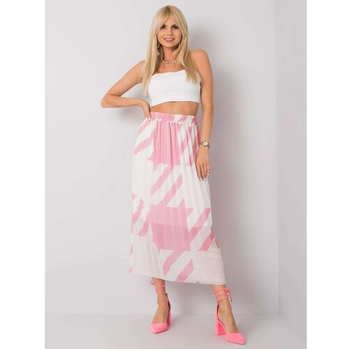 Fashion Hunters Pink pleated skirt with patterns Slike