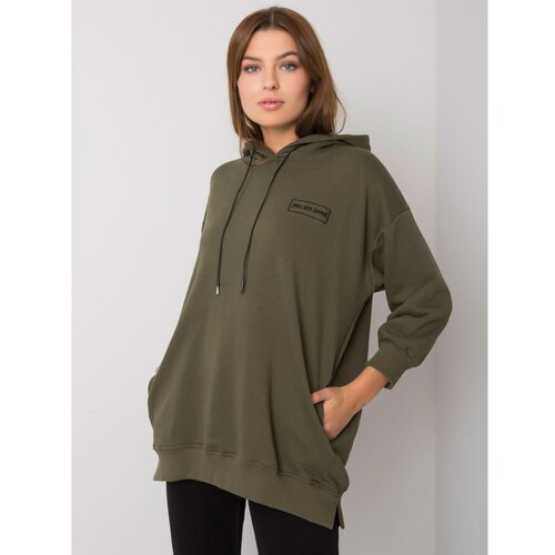 Fashion Hunters Khaki cotton sweatshirt with pockets Slike