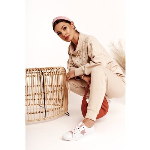 Kesi Big Star Women&amp;#039;s Classic Leather Sneakers - White/Pink Slike